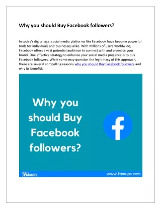 Why you should Buy Facebook followers?