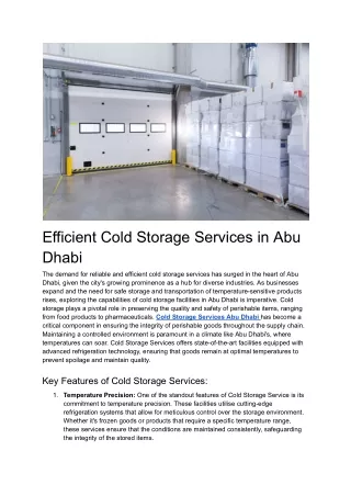 Efficient Cold Storage Services in Abu Dhabi