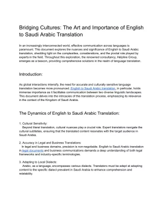 Bridging Cultures_ The Art and Importance of English to Saudi Arabic Translation