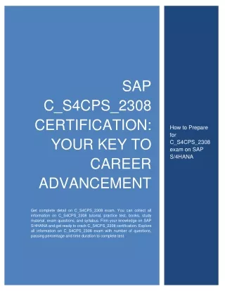 SAP C_S4CPS_2308 Certification: Your Key to Career Advancement