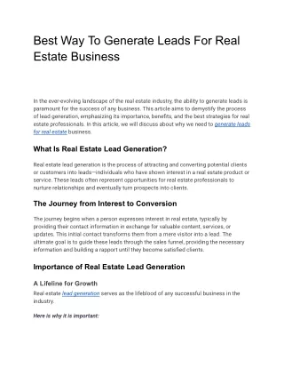 Best Way To Generate Leads For Real Estate Business (1)