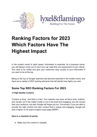 Unveiling SEO Secrets 2023 Ranking Factors Impact Revealed By Lyxel&Flamingo