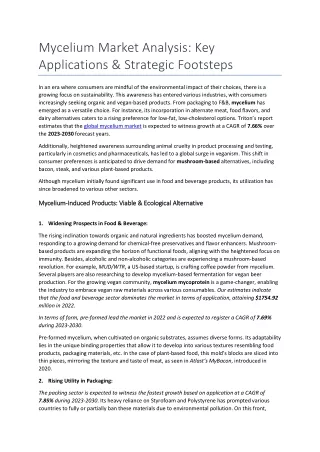 Mycelium Market Analysis: Key Applications and Strategic Footsteps