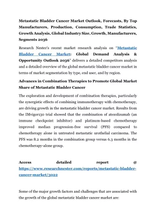 Metastatic Bladder Cancer Market Trade Statistics 2036