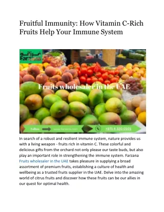 Fruitful Immunity: How Vitamin C-Rich Fruits Help Your Immune System