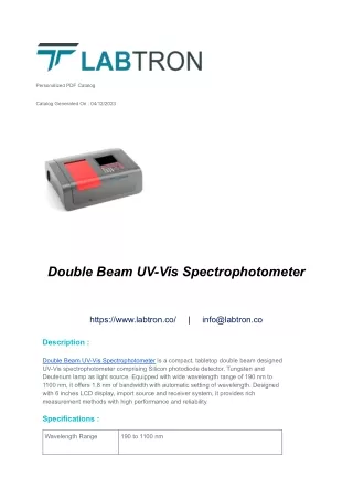 Double Beam UV-Vis Spectrophotometer