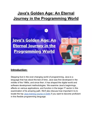 Java's Golden Age_ An Eternal Journey in the Programming World