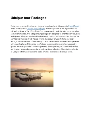 Udaipur tour Packages