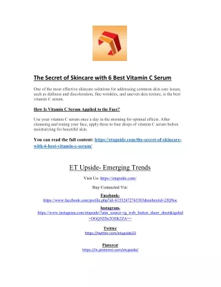 The Secret of Skincare with 6 Best Vitamin C Serum
