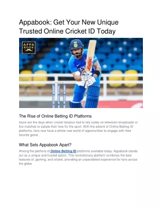 Appabook_ Get Your New Unique Trusted Online Cricket ID Today