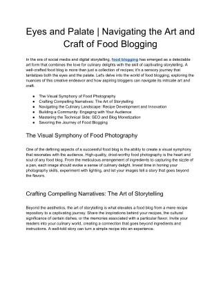 Eyes and Palate _ Navigating the Art and Craft of Food Blogging