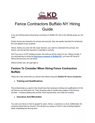 Fence Contractors Buffalo NY Hiring Guide