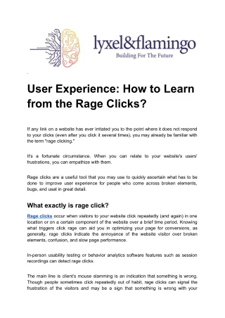 Understanding User Frustration Decoding Rage Clicks in UX By Lyxel&Flamingo