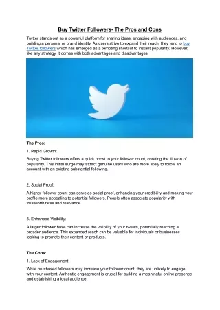 Buy Twitter Followers- The Pros and Cons