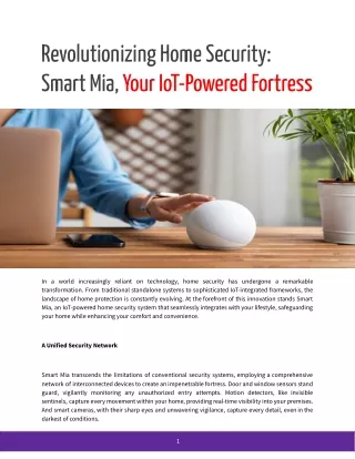 Revolutionizing Home Security: Smart Mia, Your IoT-Powered Fortress