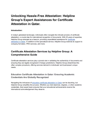 Unlocking Hassle-Free Attestation_ Helpline Group's Expert Assistances for Certificate Attestation in Qatar_compressed