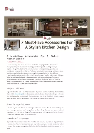 7 Must-Have Accessories For A Stylish Kitchen Design