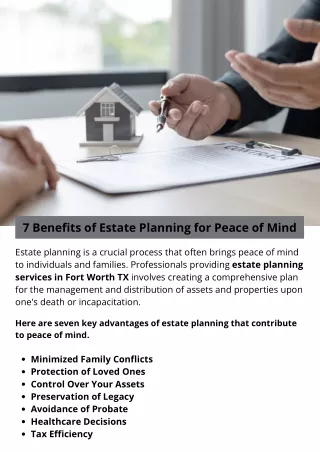 7 Benefits of Estate Planning for Peace of Mind