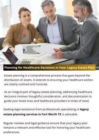 Planning for Healthcare Decisions in Your Legacy Estate Plan