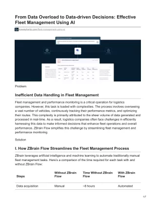 From Data Overload to Data-driven Decisions Effective Fleet Management Using AI