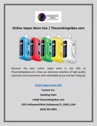 Online Vapes Store Usa | Thesmokingvibes.com