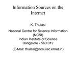 Information Sources on the Internet