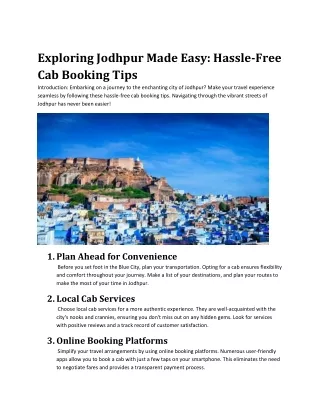 Exploring Jodhpur Made Easy