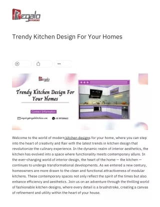 Trendy Kitchen Design For Your Homes