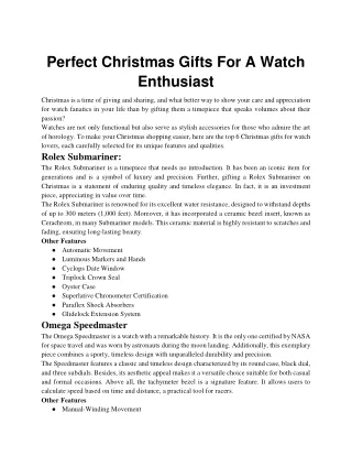 Perfect Christmas Gifts For A Watch Enthusiast