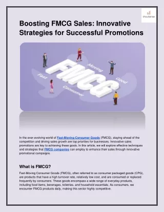 Boosting FMCG Sales: Innovative Strategies for Successful Promotions