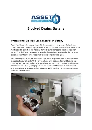 Blocked Drains Botany