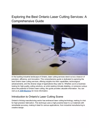 Best Ontario Laser Cutting Services - A Complete Guide