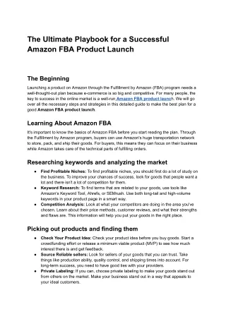 The Ultimate Playbook for a Successful Amazon FBA Product Launch - Google Docs