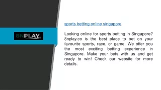 Sports Betting Online Singapore 8nplay.co