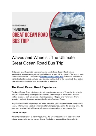 Shoreline Wheels: The Ultimate Great Ocean Road Bus Excursion