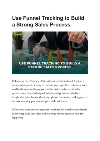 Use Funnel Tracking to Build a Strong Sales Process