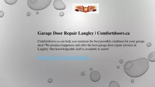 Garage Door Repair Langley  Comfortdoors.ca