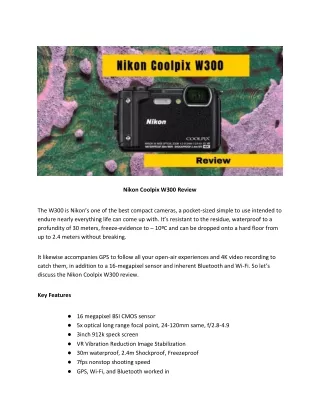 Nikon Coolpix W300 Review