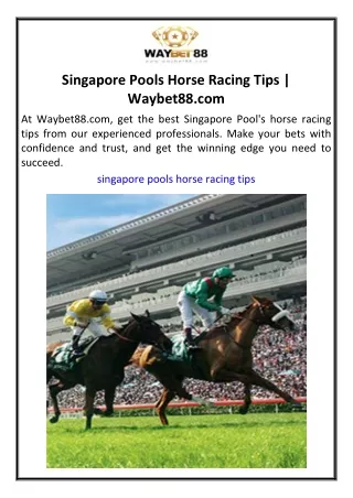 Singapore Pools Horse Racing Tips  Waybet88.com