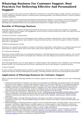 WhatsApp Business For Customer Support: Best Practices For Delivering Effective