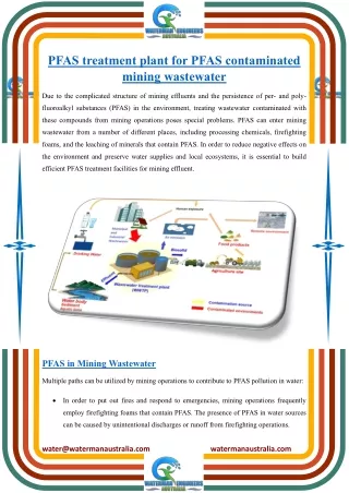 PFAS TREATMENT PLANT FOR PFAS CONTAMINATED MINING