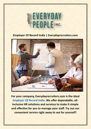 Employer Of Record India | Everydayrecruiters.com