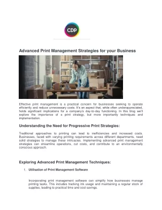 Advanced Print Management Strategies for your Business - CDP Print Management