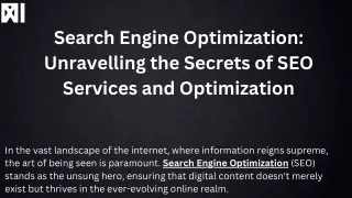 Search Engine Optimization Unravelling the Secrets of SEO Services and Optimization