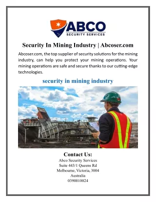 Security In Mining Industry | Abcoser.com