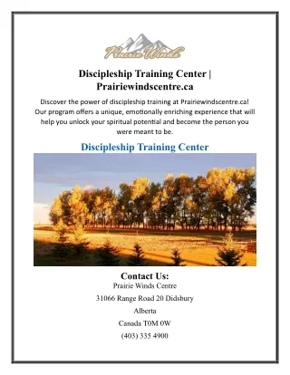 Discipleship Training Center | Prairiewindscentre.ca