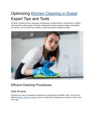 Optimizing Kitchen Cleaning in Dubai - Expert Tips and Tools