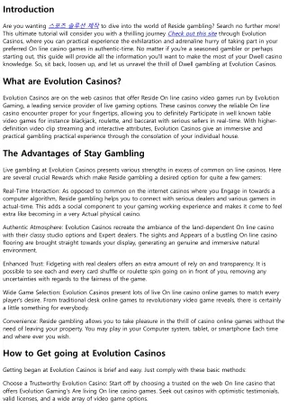 The last word Guide to Evolution Casinos: Unraveling the Thrill of Reside Gambli