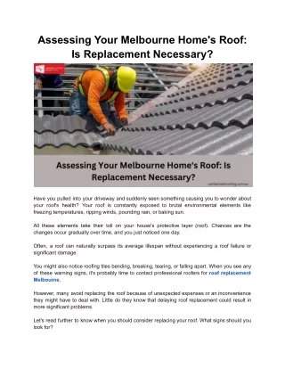 Assessing Your Melbourne Home's Roof: Is Replacement Necessary?