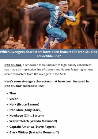 Which Avengers characters have been featured in Iron Studios' collectible line?